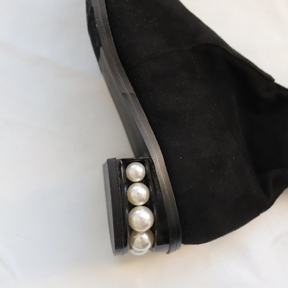 CATHERINE MALANDRINO black BOOTS PEARL HEEL SIZE 6.5 - Picture 4 of 7